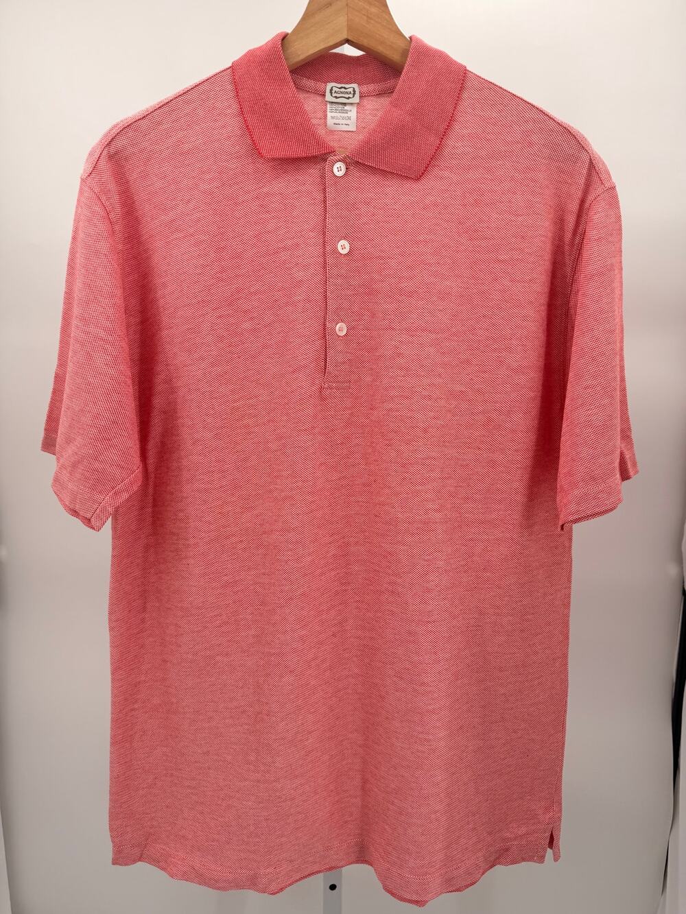 Agnona Men’s Polo Shirt Salmon Pink 100% Cotton Made in Italy Luxury Large
